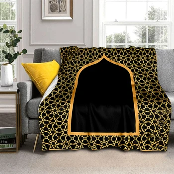 Турецкий исламский молитвенный коврик, покрывало для молитвы, подарок на Рамадан Ид, флисовые одеяла, пушистое мягкое теплое постельное белье, украшение дома